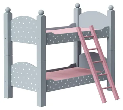 Produktbild von Olivia's Little World 18 Puppenetagenbett aus Holz - zu zwei Einzelbetten gestapelt oder entstapelt, Grau/Rosa/Weiß