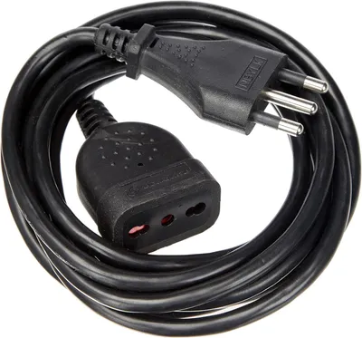 Imagen del producto de Electraline 46121: Cable de extensión de 3 metros con enchufe y toma de corriente - Cable negro, sección 3G1 mm²
