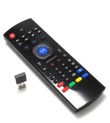 Obrázok produktu pre Bezdrôtová myš, diaľkové ovládanie s mini klávesnicou, 2,4G, pripojenie bez inštalácie ovládačov, 6-osový snímač pohybu, 81 kláves, funkcia učenia sa infračervených signálov, ovládanie viacerých zariadení pre inteligentné televízory
