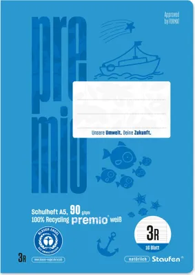 Obrázok produktu pre STAUFEN PREMIO 040780033 Lin3R zošit - A5, 16 listov, linajkovaný, svetlomodrý