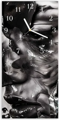 Produktbild von Wanduhr aus Glas mit Motiv Abstraktes Porträt- 30 x 60 cm - inkl. Aufhängesystem