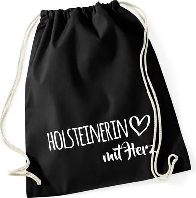 Produktbild von Huuraa Turnbeutel Holsteinerin mit Herz 12 Liter Black Baumwolle Rucksack Geschenkidee