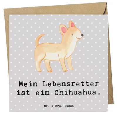Produktbild von Mr. & Mrs. Panda Grußkarte Chihuahua Lebensretter - Grau Pastell - Geschenk, Glückwunschkarte, anlasskarte, Klappkarte, doppelkarte, faltkarte