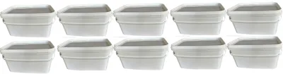 Produktbild von SILPLAST Eimer rechteckig mit Deckel 5L x 10 Kunststoffeimer 5 Liter lebensmittelecht stapelbar Plastikeimer leer Weiß