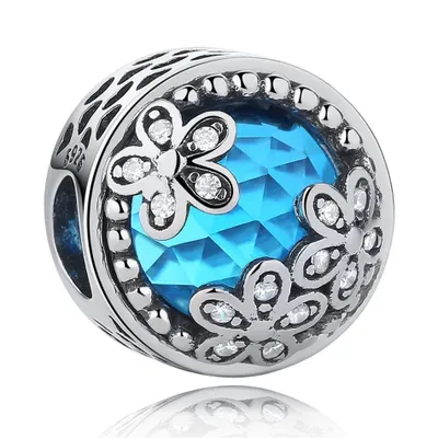 Produktbild von PANDACHARMS Mondblumen Blau Charm, 925er Sterling Silber, passt zu Pandora