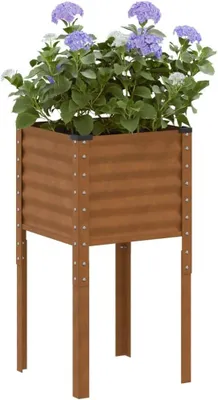 Produktbild von Pflanzkübel aus wetterfestem Stahl, 45x45x88 cm, robuster Blumenkasten für Balkon, Garten und Terrasse