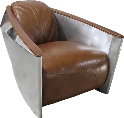 Image de Fauteuil en cuir Avion Fauteuil Lounge Fauteuil Cocktail vintage Aviateur