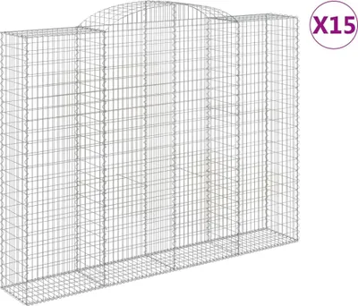 Produktbild von vidaXL Gabionen mit Hochbogen 15 Stk 300x50x220/240cm Verzinktes Eisen