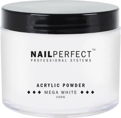 Imagen del producto de Polvo acrílico NailPerfect, color blanco intenso, 100 gramos