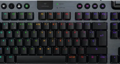 Produktbild von Logitech G G915 X LIGHTSPEED TKL, Verkabelt & Kabellos, USB + RF Wireless + Bluetooth, Mechanischer Switch, QWERTY, RGB-LED, Schwarz