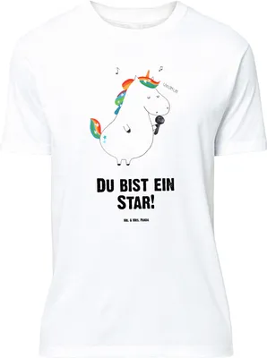 Produktbild von Mr. & Mrs. Panda Größe M T-Shirt Einhorn Sänger - Weiß - Geschenk, Herren, Shirt, mit Spruch, Feier, Einhörner, Geburtstag, Unicorn, Konfetti, Tshirt, Disco