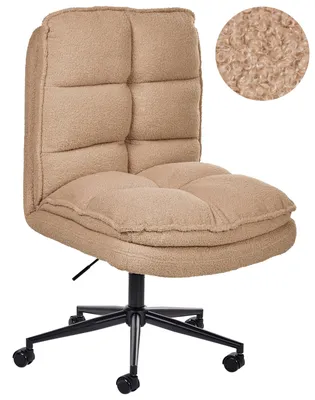 Produktbild von BELIANI Bürostuhl Sandbeige Bouclé Teddy Stoff Gepolstert Höhenverstellbar Verstellbare Rückenlehne Drehfunktion Bürosessel Drehsessel Homeoffice Büro