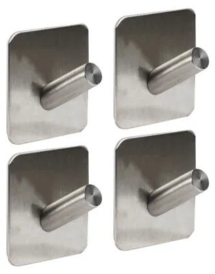 4 selbstklebende Haken aus Edelstahl, silber, 4,5 x 4,5 cm