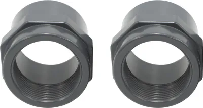Produktbild von HAF 2x PVC Fittings Gewindemuffe mit 50mm x 1 1/2" | Klebemuffe x Innengewinde | Übergangsmuffe aus grauem PVC-U | PN16 für Rohr, Schwimmbad & Teich