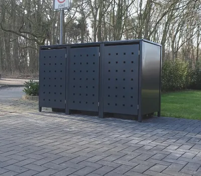Produktbild von 3 Mülltonnenboxen Modell No.2 Anthrazit komplett RAL7016 für 120Liter Mülltonnen