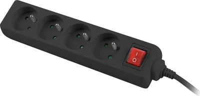 Produktbild von Lanberg PS1-04E-0150-BK, 1,5 m, Drinnen, Typ E, Schwarz, 4 AC-Ausgänge, 2500 W