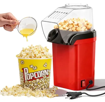 Heißluft-Popcornmaschine 1200 W, 10 Tassen, rot, ölfrei
