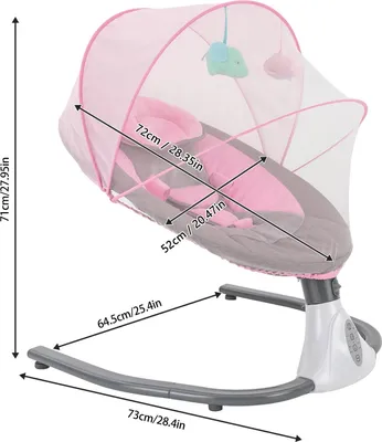 Image de Transat électrique pour bébé - Berceau automatique avec Bluetooth - Télécommande - 4 vitesses de balancement - Minuterie 8 à 60 min - Pour les 0 à 18 mois - Rose