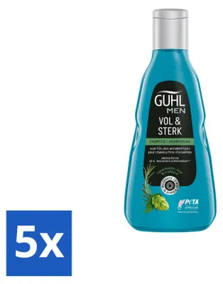 Productafbeelding van 5 x Guhl Men Vol & Sterk shampoo - 250 ml - Voordeelverpakking - 5 stuks