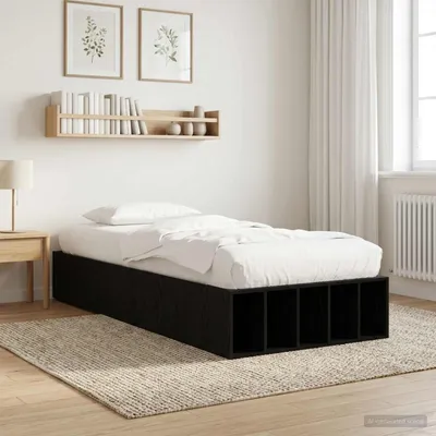 Productafbeelding van Maison Exclusive - Bedframe met opbergruimte en plank, zwarte eikenhout, 80 x 200 cm