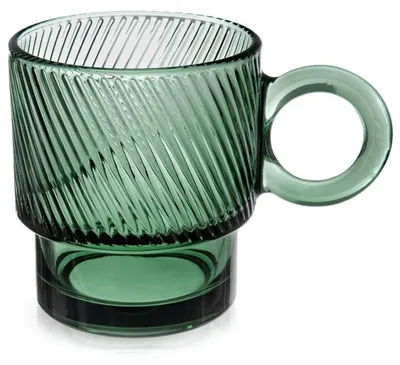 Image de Orion | Tasse à café - avec anse - en verre - 300 ml - résistant au lave-vaisselle - vert - VERDE