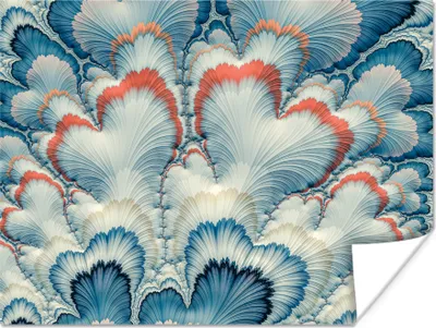 Produktbild von MuchoWow® Poster Ein weiß-blaues Blumenmuster 120x90 cm - Wandbild