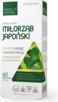 Productafbeelding van MEDICA HERBS Ginkgo Biloba, 120 mg, 60 capsules.