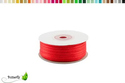 Produktbild von Satinband 3mm x 91m Rolle, Farbe:055 rot