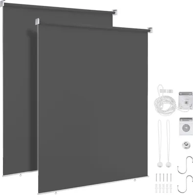 Obrázek produktu pro Izrielar 2ks sada vertikální markýzy 100x140 cm balkonová markýza tmavě šedá ochrana před sluncem odolná proti UV záření voděodolná balkon terasa