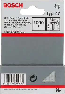 Produktbild von Tackernagel Typ 47, 1,8 x 1,27 x 16 mm, 1000er-Pack
