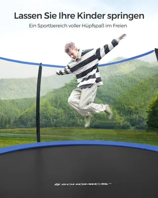 Produktbild von SONGMICS Trampolin Ø 427 cm, Gartentrampolin für Kinder mit Sicherheitsnetz, 180 cm hohe gebogene Stangen, Randabdeckung, Leiter, Stahlrahmen