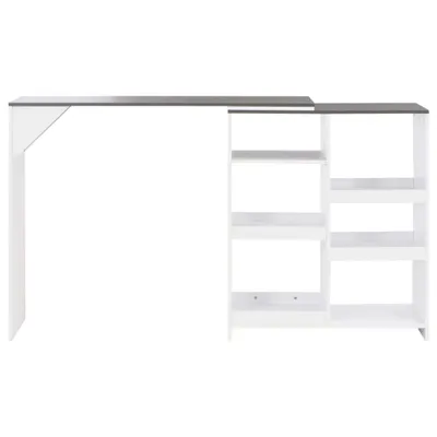 Image de vidaXL Table de bar avec étagère mobile blanc 138x39x110 cm