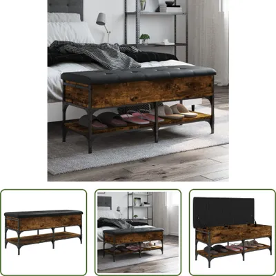 Obrázek produktu pro The Living Store Lavice na boty kouřový dub 102x42x45 cm Materiál na bázi dřeva