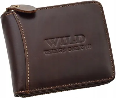 Obrázek produktu pro Always Wild Pánská Kožená Peněženka Velká Hnědá Zip RFID
