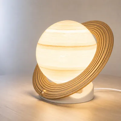 Produktbild von Tageslichtlampe 10000 Lux im Saturn-Design, UV-freie Vollspektrum-Lichttherapielampe, 3 Farbtemperaturen, stufenlos dimmbar, Timer, Fernbedienung,Gold