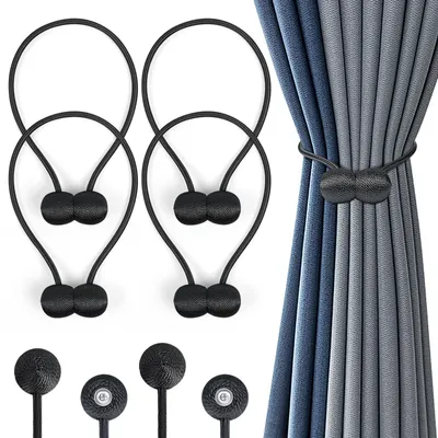 Magnetische Vorhanghalter, 4 Stück, stark, schwarz