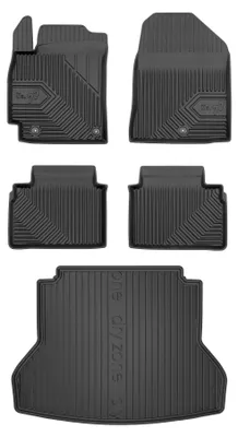 Imagen del producto de Alfombrillas de goma + bandeja de maletero para Hyundai Elantra VI 2016-2020 (sedán) – juego de 5 piezas, negras, a medida – Wielganizator