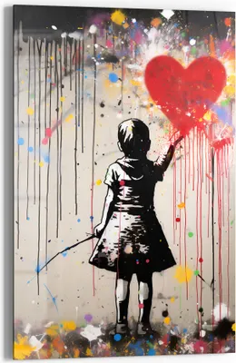Produktbild von DEQORI Glasbild Echtglas 60x90 cm 'Herzkind im Farbrausch' Wandbild Bild modern Deko