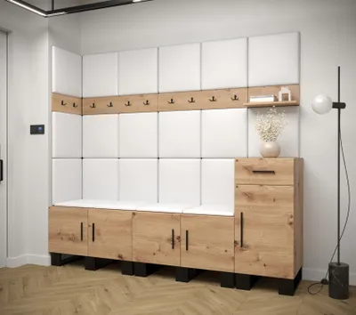 Obrázek produktu pro Předsíňová sestava RUMIE 9 - dub artisan, bílé panely z