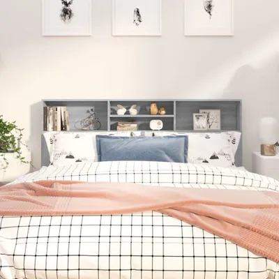 Produktbild von vidaXL Kopfteil mit Ablagen Grau Sonoma 180x19x103,5 cm - Kopfteil-Schrank - Kopfteil-Schränke - Bett-Kopfteil - Bett-Kopfteil-Schrank