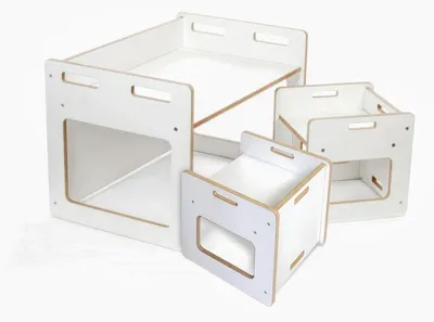 Produktbild von Kids Helper Kindersitzgruppe Weiß Kindertisch mit Stühlen Montessori Kindermöbel MDF