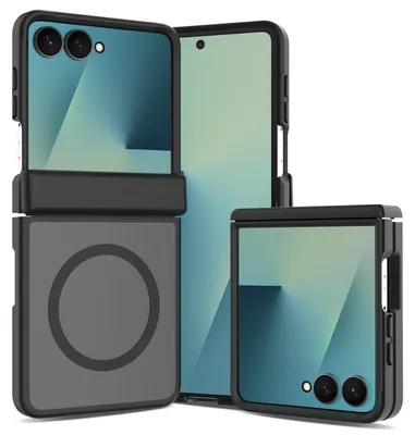 Produktbild von Magnetisch Hülle für Samsung Galaxy Z Flip 8, Transluzente Matt Rückseite mit Scharnierschutz Handyhülle Schwarz