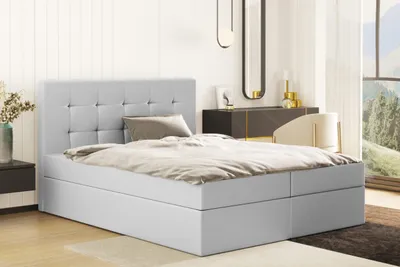 Produktbild von Kaiser Möbel Boxspringbett mit matratze und bettkasten, Schlafbett LUDANO stoff Cayenne Silber 200x200 cm H2-Pocket