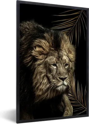Produktbild von MuchoWow® MuchoWow® Gerahmtes Poster Löwe - Pflanzen - Farben 20x30 cm - Poster mit zchwarzem Bilderrahmen - Drucken - Bilder Poster im Rahmen
