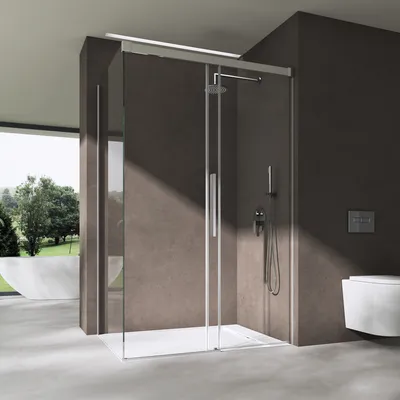 Produktbild von doporro Duschkabine Eckdusche 100x100x195cm Schiebetür mit Soft-Close Rechts-oder Linkseinstieg ESG-Sicherheitsglas Klarglas inkl. NANO Rav12K plus