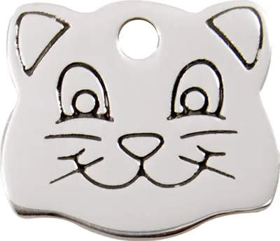 Produktbild von RedDingo Edelstahl Katzenmarke mit individueller Gravur Katzengesicht