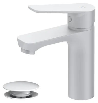 Waschtischarmatur, Einhebelmischer, Auslauf 100 mm, mattweiß