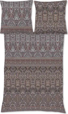 Produktbild von Fleuresse Davos Biber Bettwäsche 135x200 Ornamente Streifen braun grau  434306-7