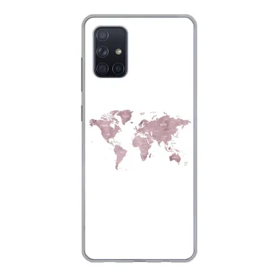 Produktbild von MuchoWow® Handyhülle Schutzhülle Hülle für Samsung Galaxy A51 5G Weltkarte - Rosa - Weiß Silikon Softcase Handy Hülle - Abbildung