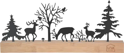 Produktbild von UNUS Deko Aufsteller Wald-Silhouette mit Hirschen, Vögeln und Pilz aus Metall